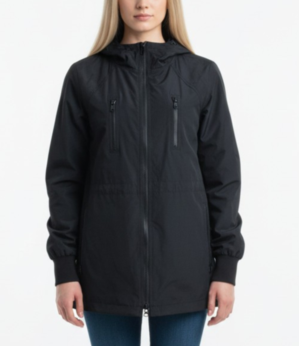A8 Auth EILEEN FISHER Lightweight Hooded Cotton Nylon Windbreaker Jacket Size S